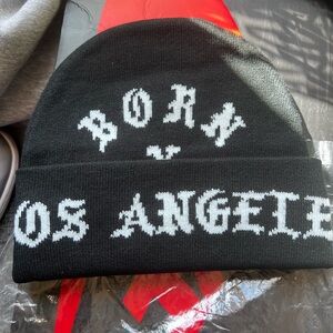 BORN X RAISED Black and White Beanie